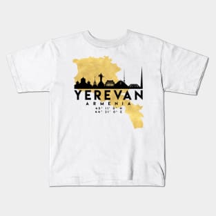 Yerevan Armenia Skyline Map Art Kids T-Shirt